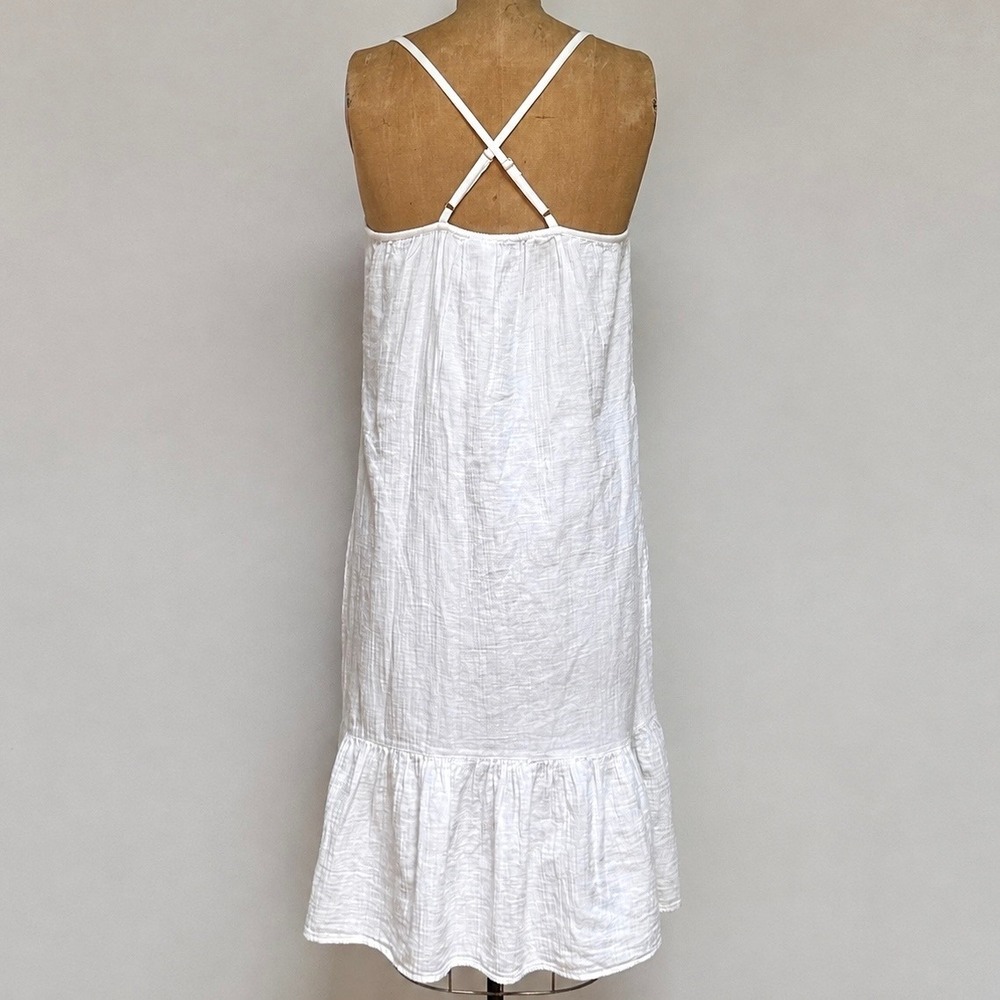 Vineyard Vines White Cotton Maxi Dress Womens M NWT Cross Back Ruffle Hem - Picture 2 of 10